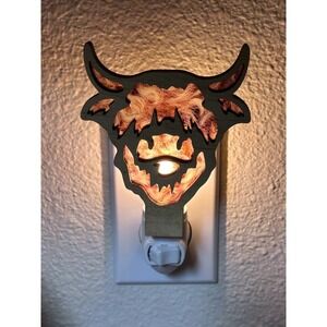 Unique Highland Cow Night Light Handmade Wood Laser Cut Home‎ Decor